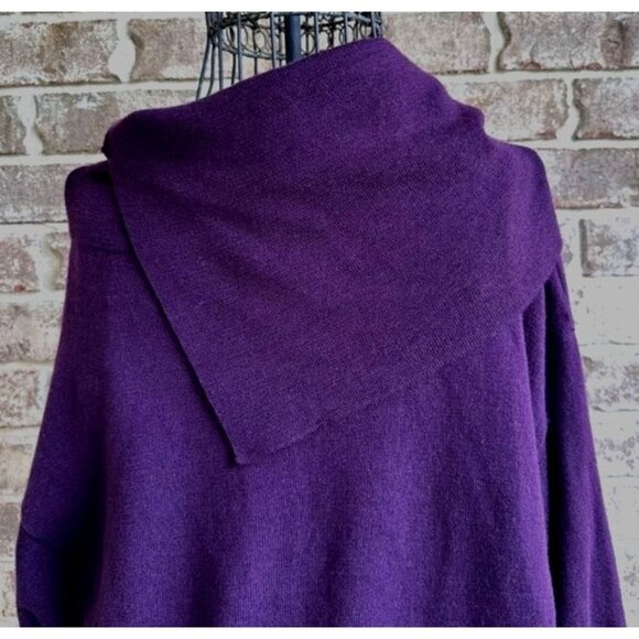 Vintage Tweeds Womens Merino Wool Sweater XL Purple Cowl Neck Business Casual - Picture 6 of 11